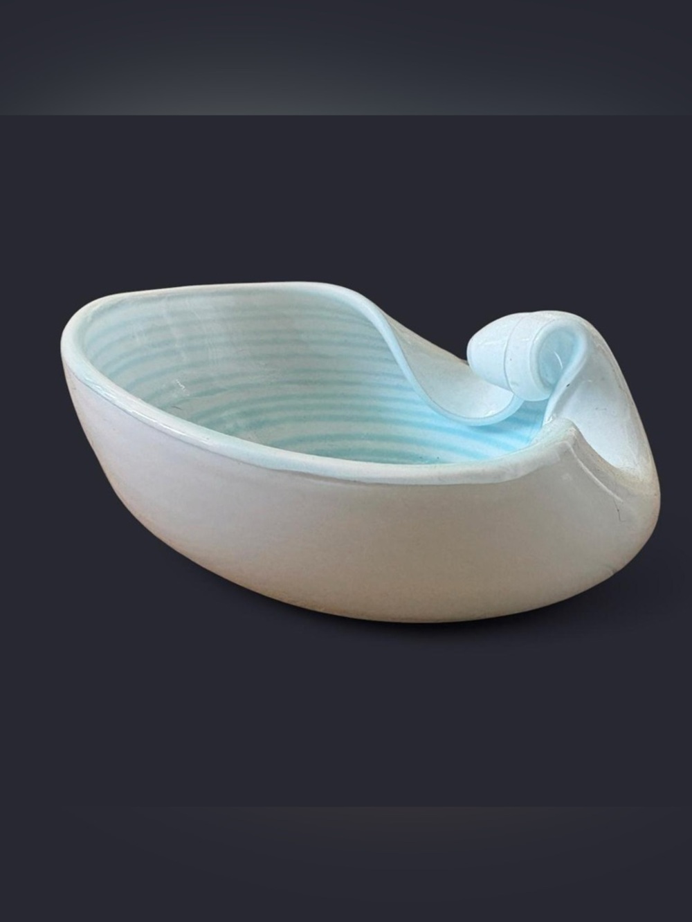 Vintage Seafoam Blue and White Glass Bowl